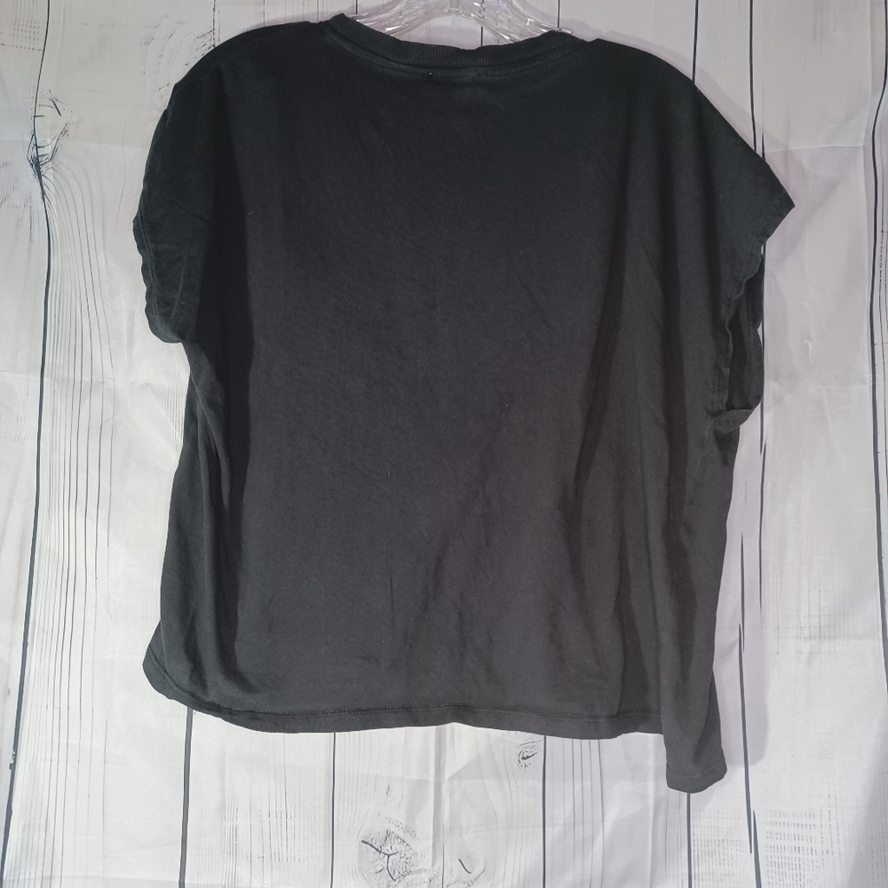 Zara Black V-Neck relaxed short-sleeve casual boxy effortless cropped top - Picture 8 of 12